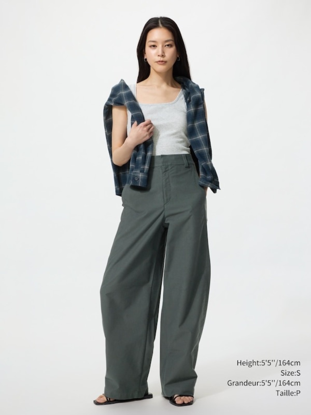 Uniqlo Wide-Leg High-Rise Pants in Deep Olive Green